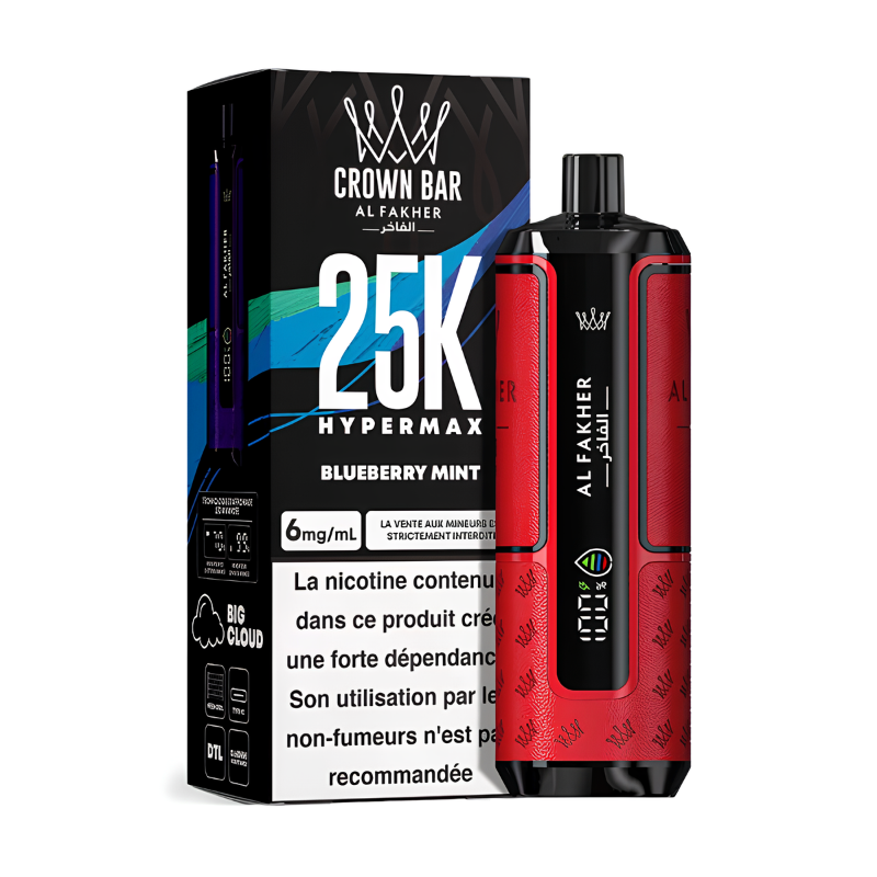 Kit Puff Hyper Max 25K - Crown Bar by Al Fakher - Blueberry Mint