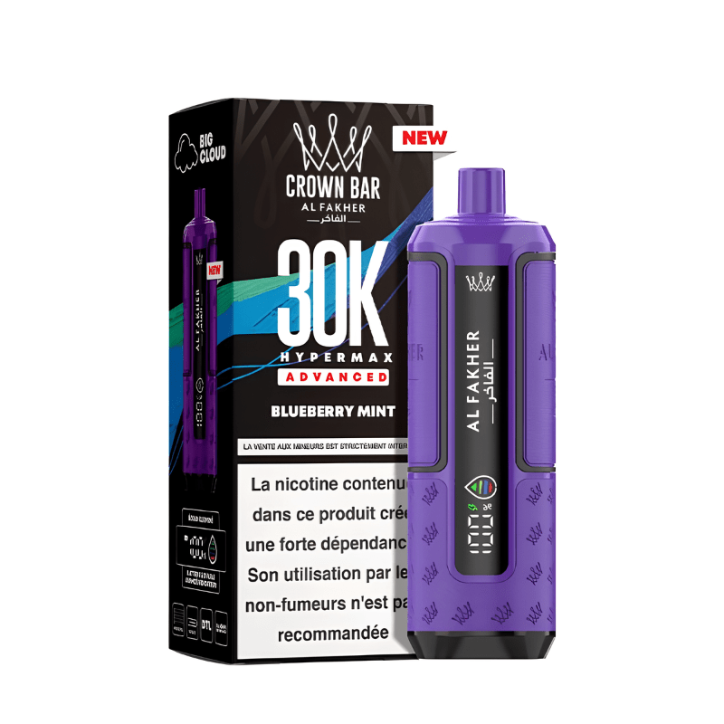 Kit Puff Hyper Max Advanced 30K - Crown Bar by Al Fakher - Blueberry Mint - BYCLOPE