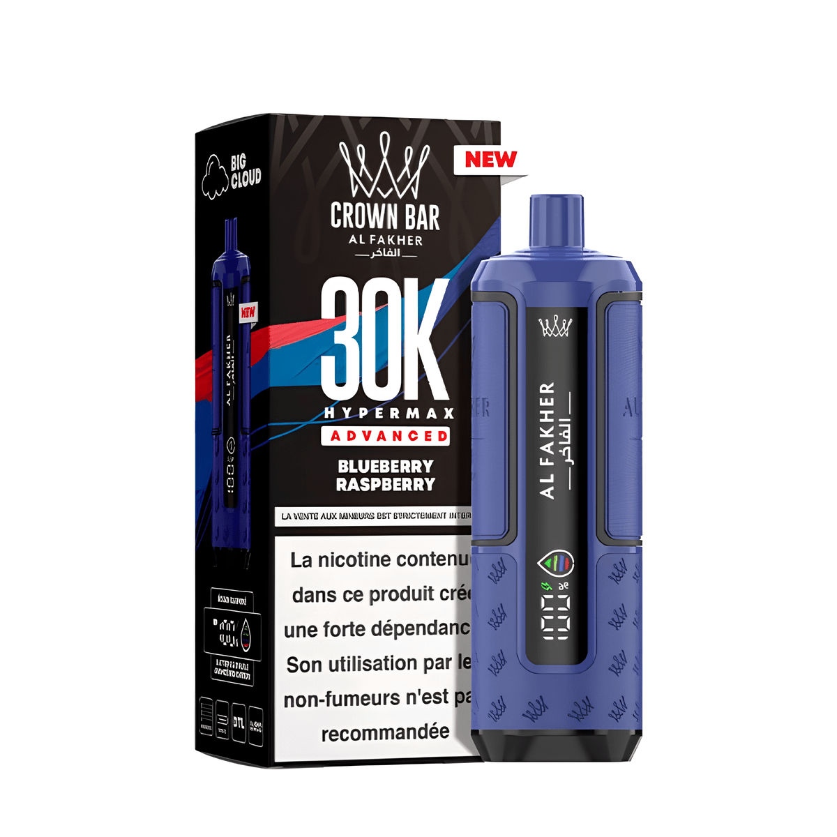 Kit Puff Hyper Max Advanced 30K - Crown Bar by Al Fakher - Blueberry Raspberry - BYCLOPE
