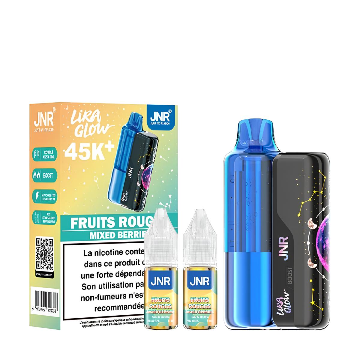 LIRA GLOW 45K+ + 2 E-LIQUIDES 1000MAH 2+10ML / 2% - JNR - Saveur : Fruits Rouges - BYCLOPE