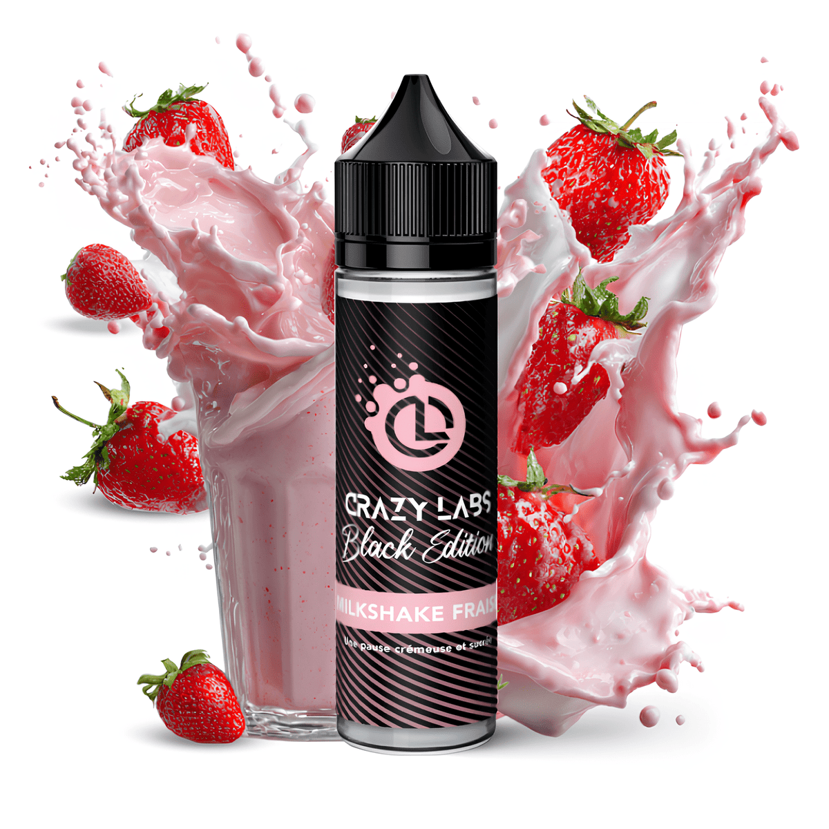 MILKSHAKE FRAISE - 75ML - CRAZY LABS BLACK EDITION - BYCLOPE