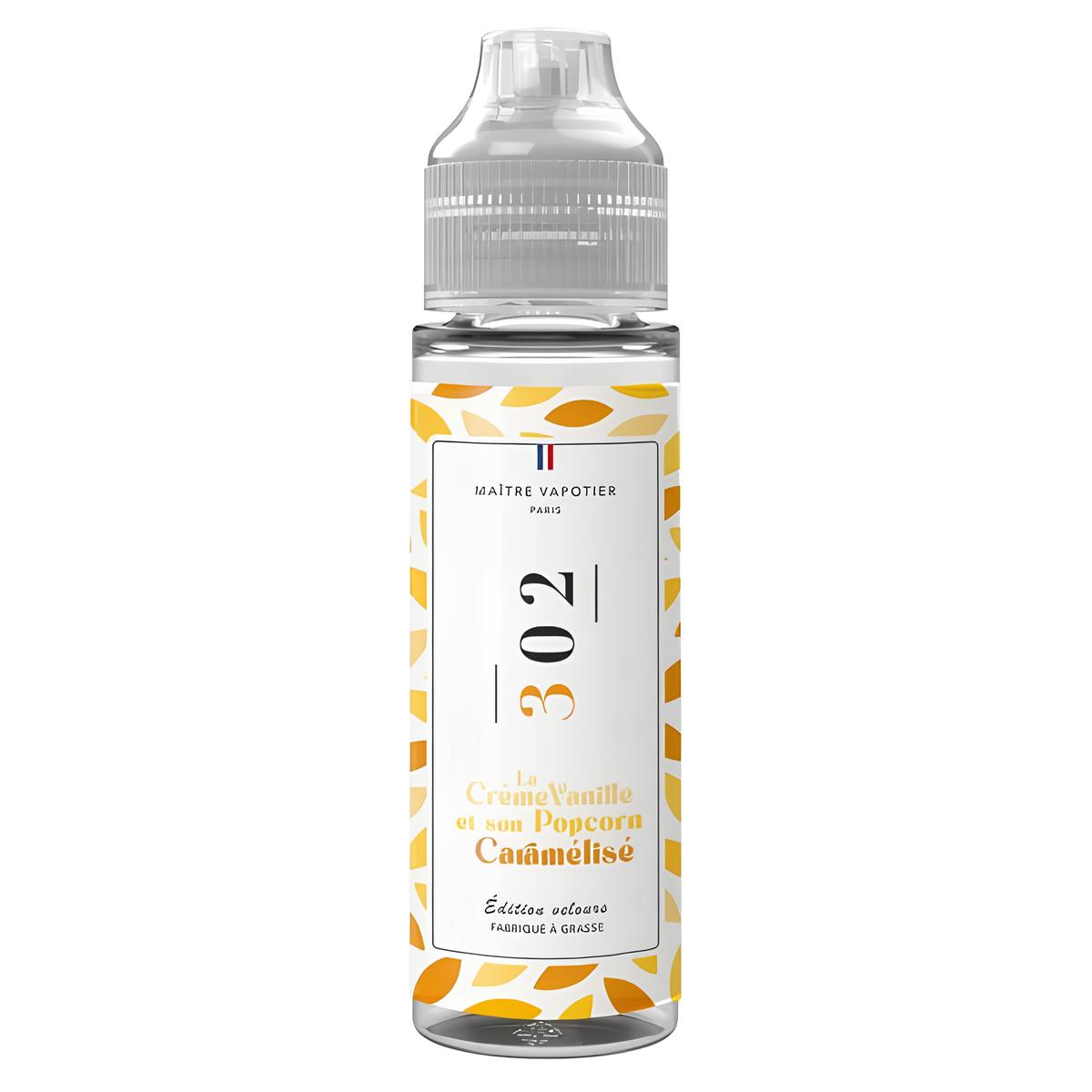 N°302 LA CRÈME VANILLE ET SON POP-CORN CARAMÉLISÉ 0MG 50ML - MAÎTRE VAPOTIER