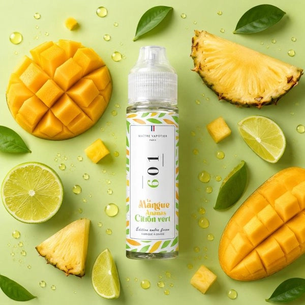 E-liquide N°601 Mangue Ananas Citron Vert 50ml Maître Vapotier