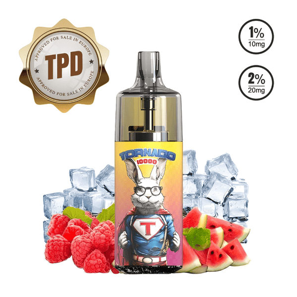 Puff 10000 TPD Europe Raspberry Watermelon Ice 20mg - Tornado - BYCLOPE