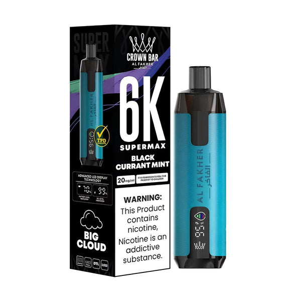 Puff Supermax 6K 20mg - Crown Bar by Al Fakher - Blackcurrant Mint - BYCLOPE