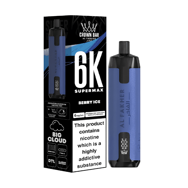 Puff Supermax 6K 6mg - Crown Bar by Al Fakher - Berry Ice - BYCLOPE