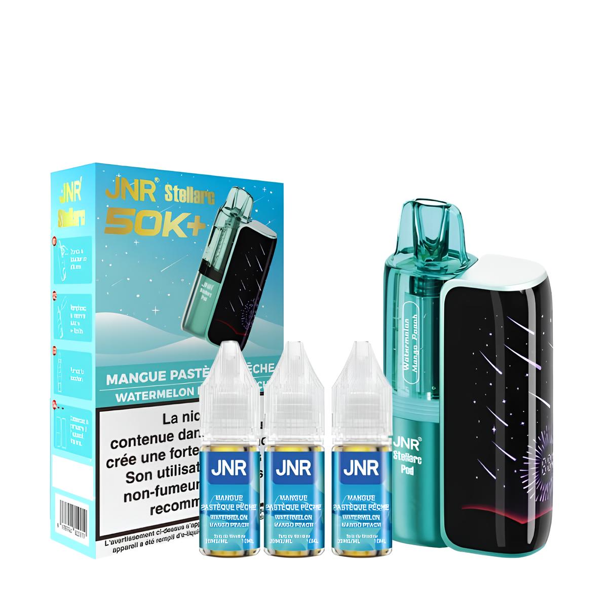 STELLARC 50K + 3 E-LIQUIDES 1200MAH 10ML mangue pastèque peche / 2% - JNR - BYCLOPE