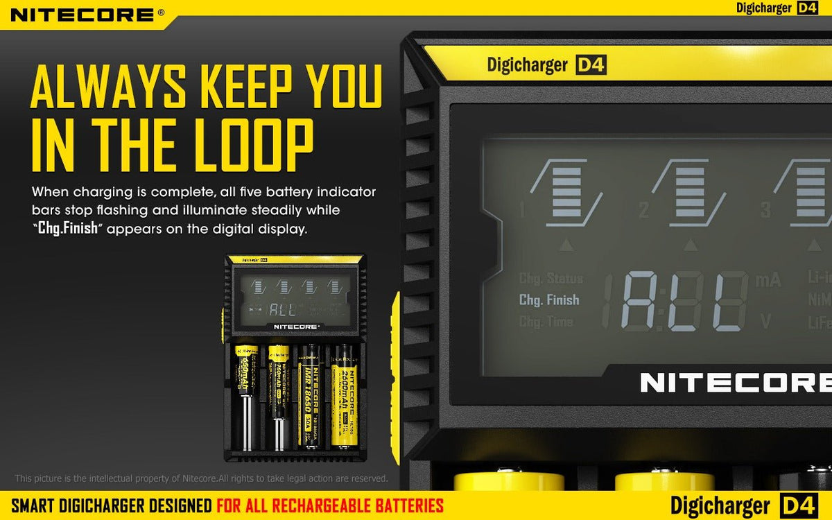 Chargeur Accus - Nitecore D4 - Nitecore - BYCLOPE