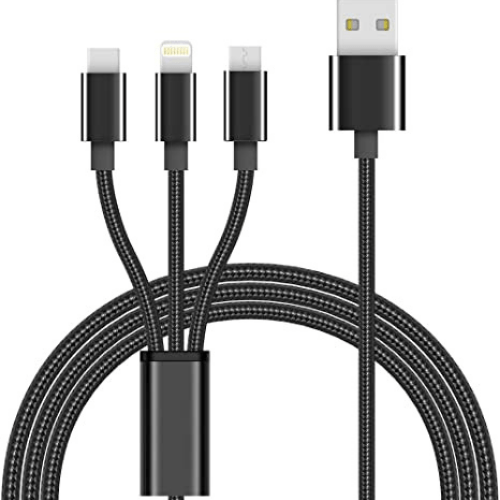 Pack Chargeur Allume Cigare 3,4A + Cable 3 en 1 Nylon - Wave Concept - BYCLOPE
